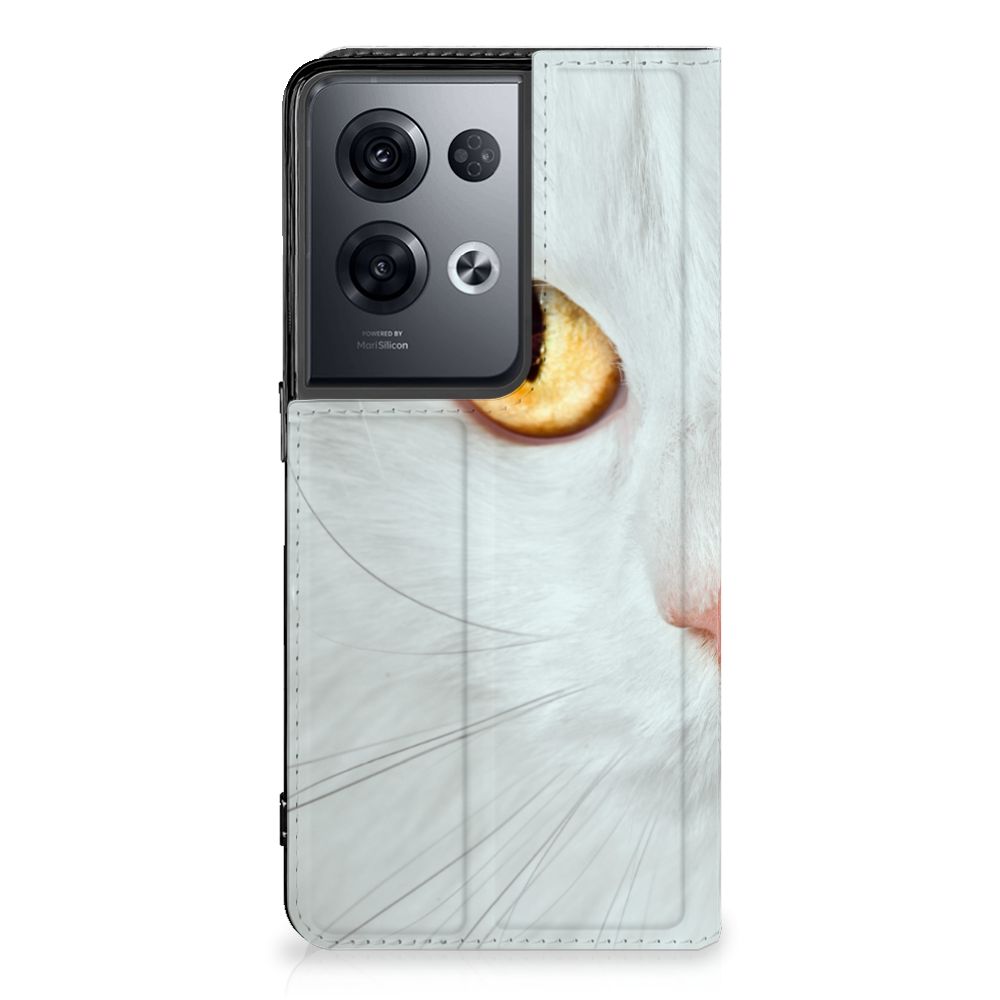 OPPO Reno8 Pro Hoesje maken Witte Kat - B2C Telecom
