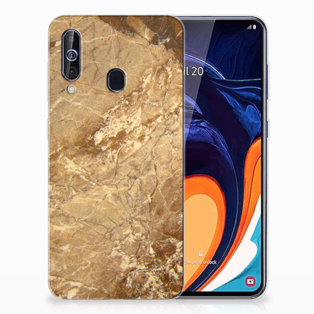 Samsung Galaxy A60 TPU Siliconen Hoesje Marmer Creme