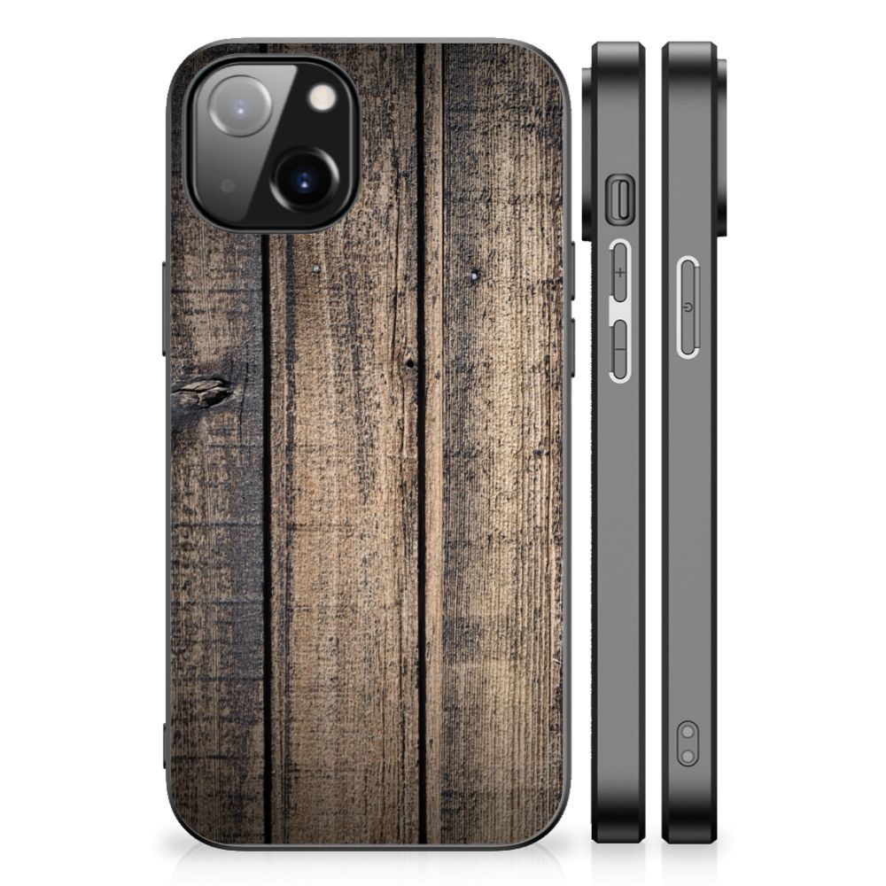 Apple iPhone 14 Houten Print Telefoonhoesje Steigerhout