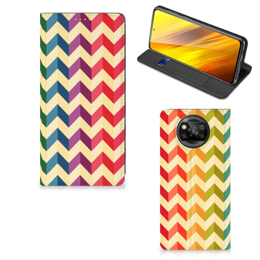 Xiaomi Poco X3 Pro | Poco X3 Hoesje met Magneet Zigzag Multi Color