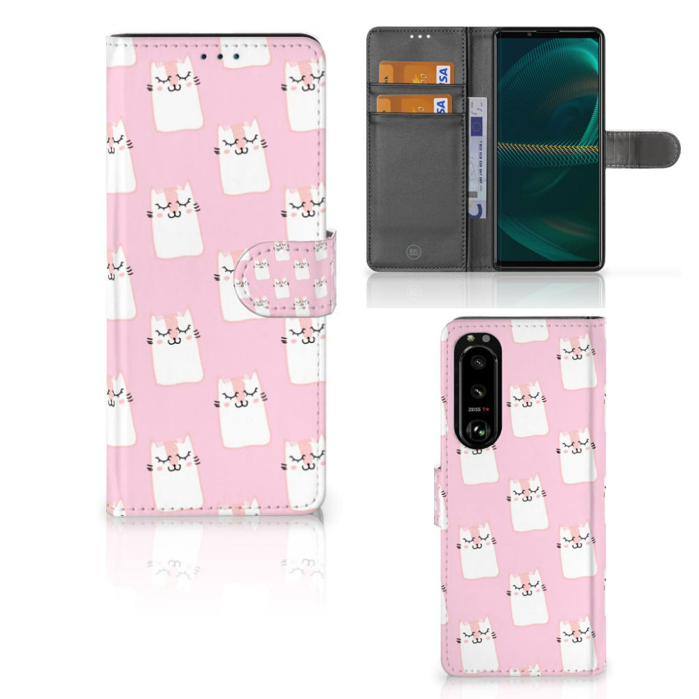 Sony Xperia 5III Telefoonhoesje met Pasjes Sleeping Cats