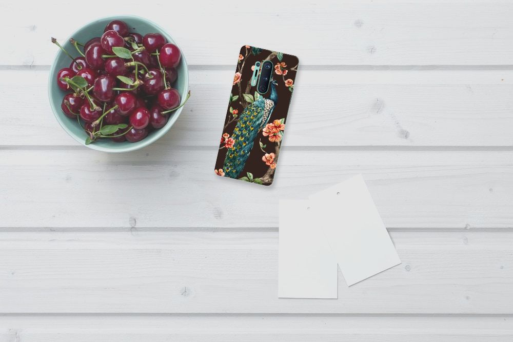 OnePlus 8 Pro TPU Hoesje Pauw met Bloemen