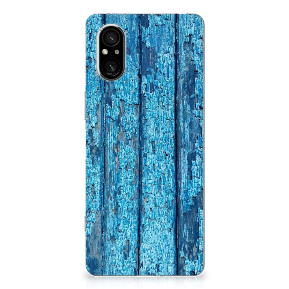 Sony Xperia 5 V Bumper Hoesje Wood Blue