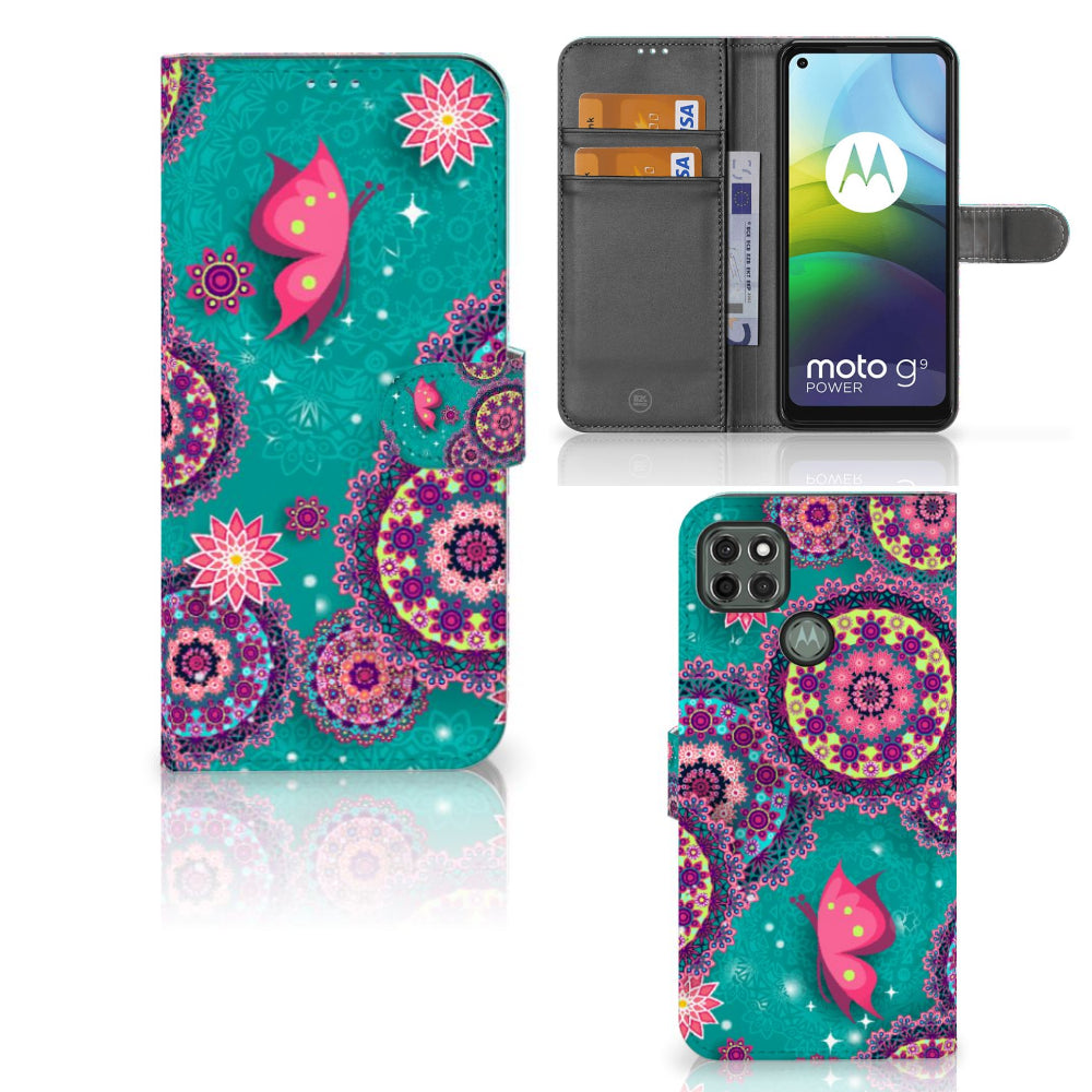 Motorola Moto G9 Power Hoesje Cirkels en Vlinders