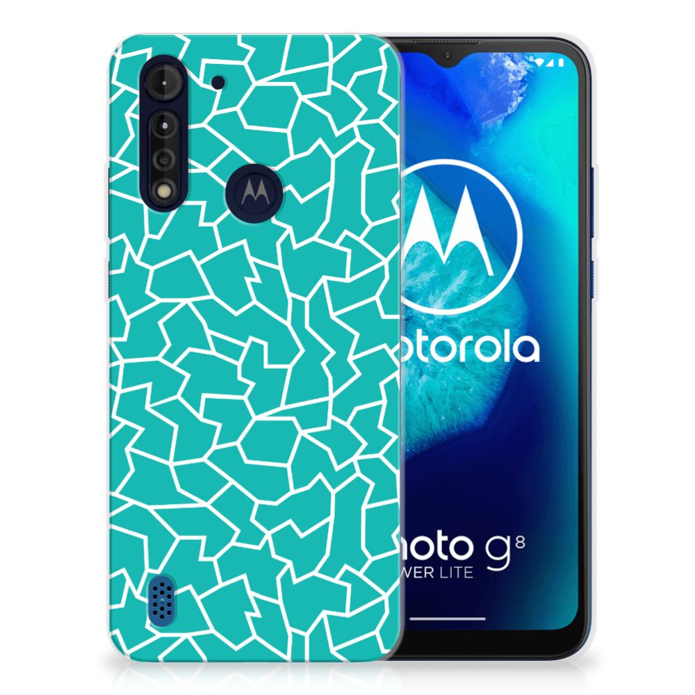 Motorola Moto G8 Power Lite Hoesje maken Cracks Blue B2C Telecom