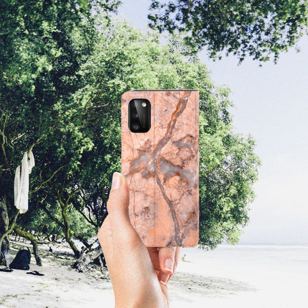 Samsung Galaxy A41 Standcase Marmer Oranje - B2C Telecom