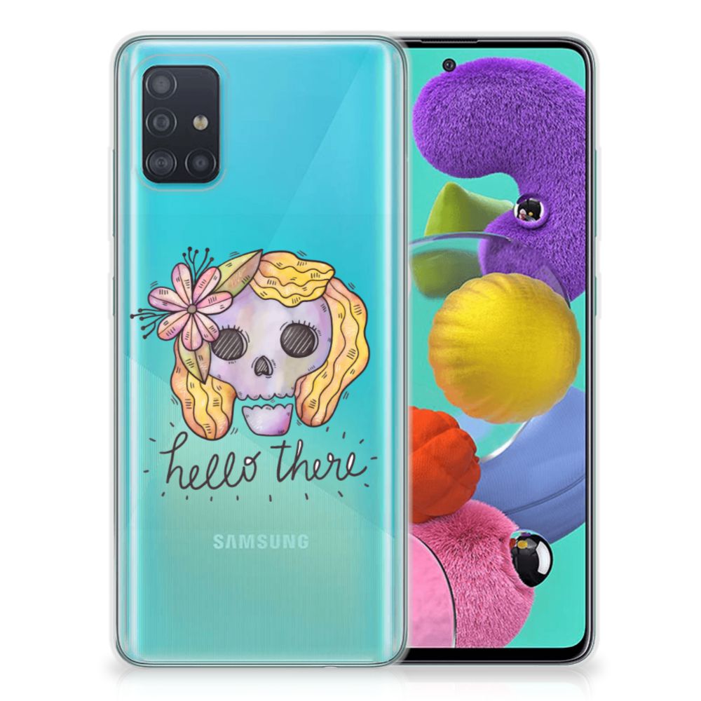 Silicone Back Case Samsung Galaxy A51 Boho Skull