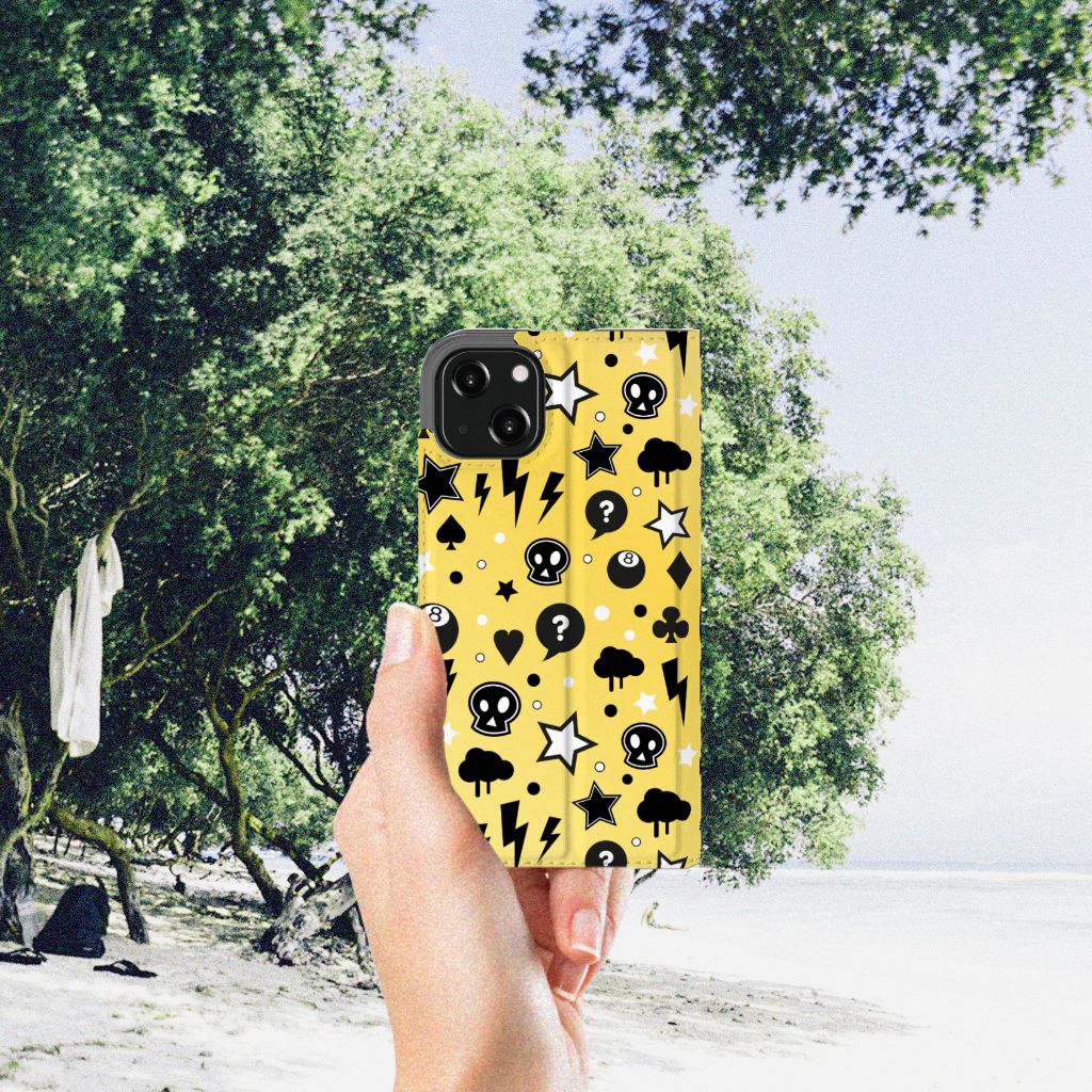 Mobiel BookCase iPhone 13 Punk Geel