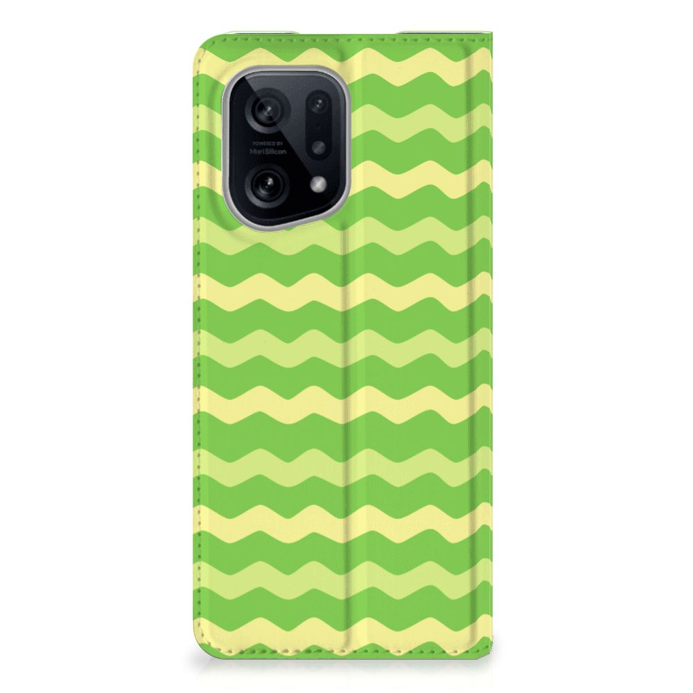 OPPO Find X5 Hoesje met Magneet Waves Green - B2C Telecom