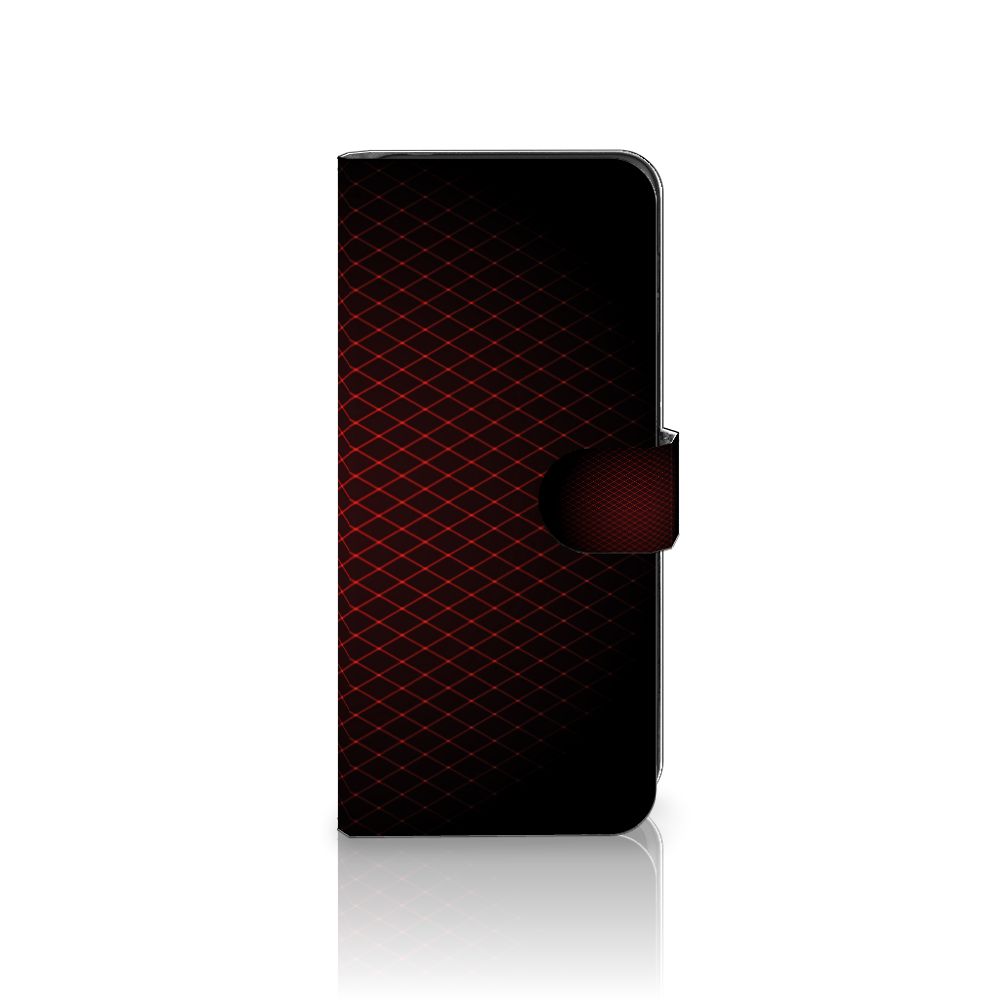 Motorola Moto G14 Telefoon Hoesje Geruit Rood met geometrisch design en sluitlipje