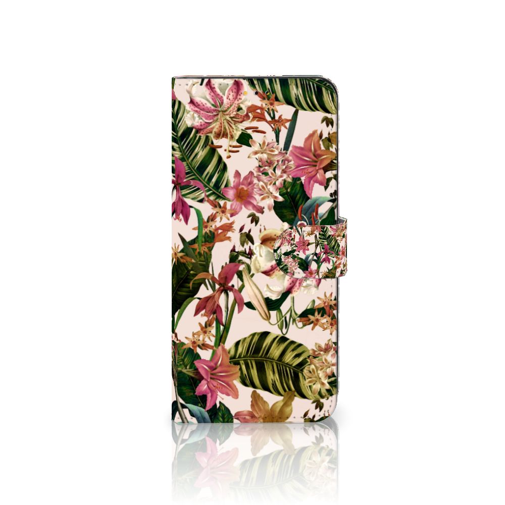 Samsung Galaxy A14 5G Hoesje Flowers met tropisch bloemen design en ruimte voor pasjes.
