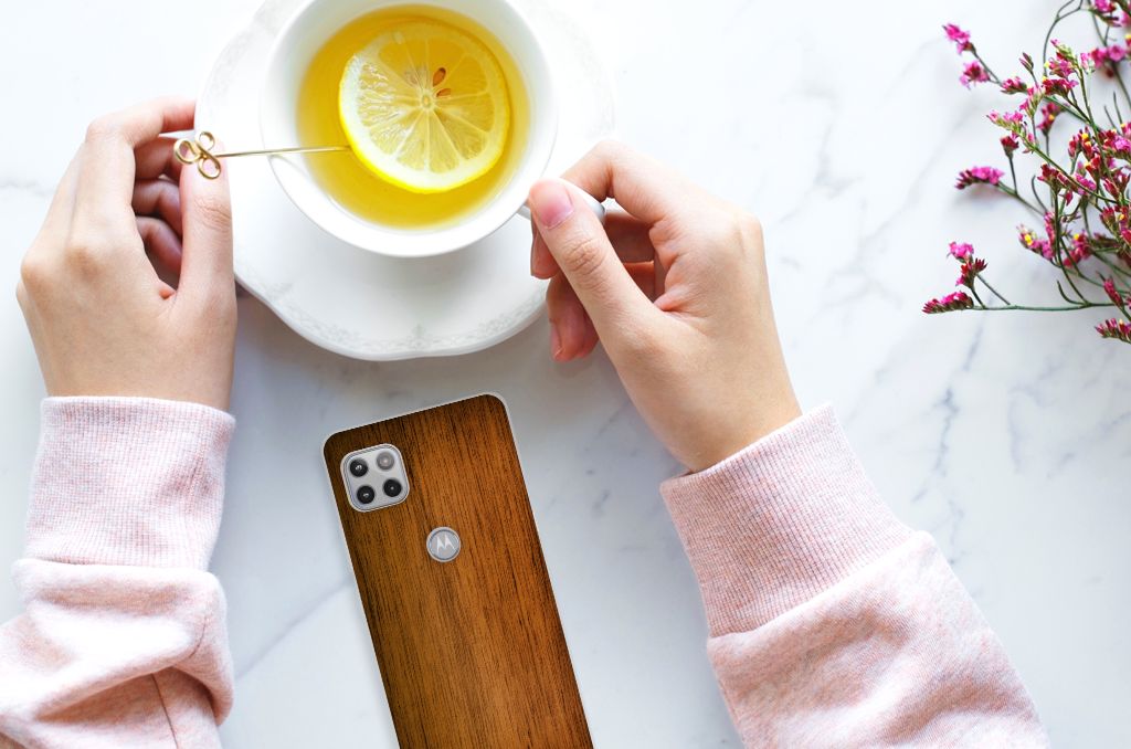 Motorola Moto G 5G Bumper Hoesje Donker Hout B2C Telecom