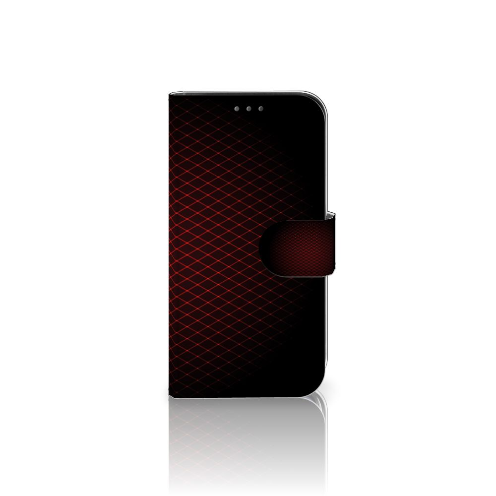 Apple iPhone 12 Mini Telefoon Hoesje Geruit Rood met geometrisch patroon en sluitlipje