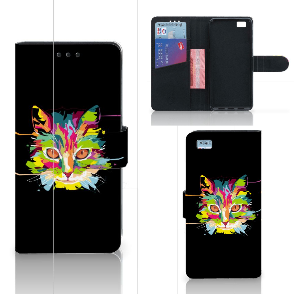 Huawei Ascend P8 Lite Leuk Hoesje Cat Color
