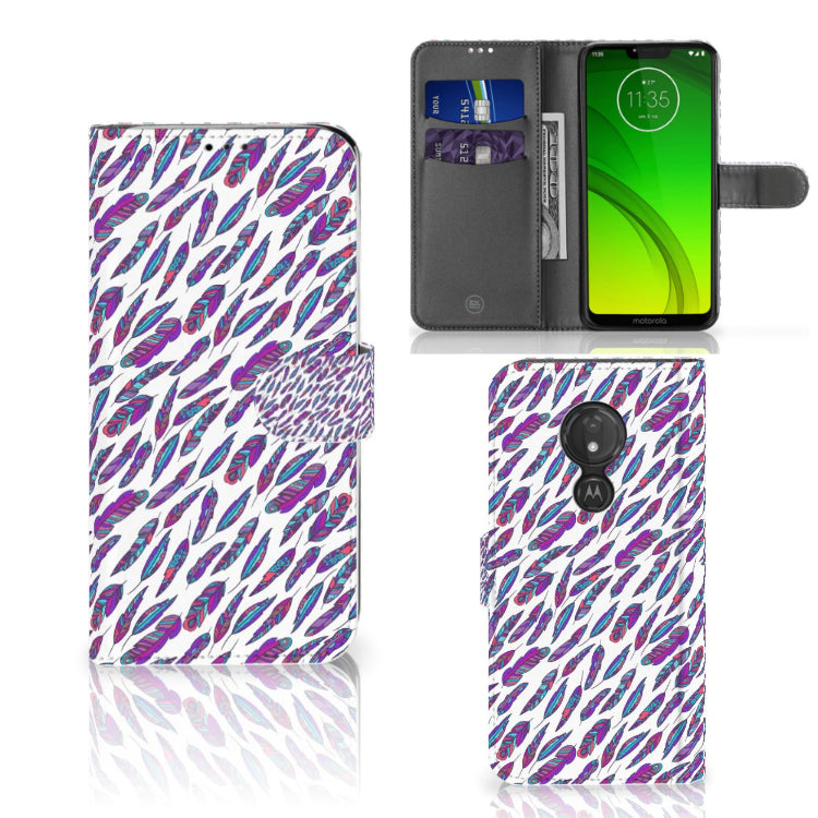 Motorola Moto G7 Power Telefoon Hoesje Feathers Color