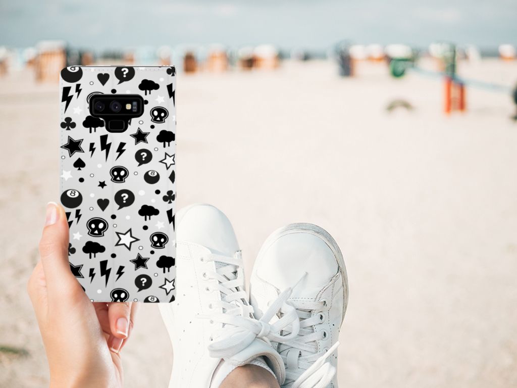 Mobiel BookCase Samsung Galaxy Note 9 Silver Punk