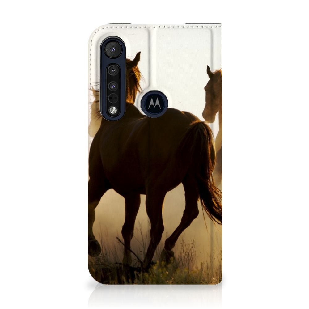 Motorola G8 Plus Hoesje maken Design Cowboy met paardenprint, stylish en chique smartphonehoesje.