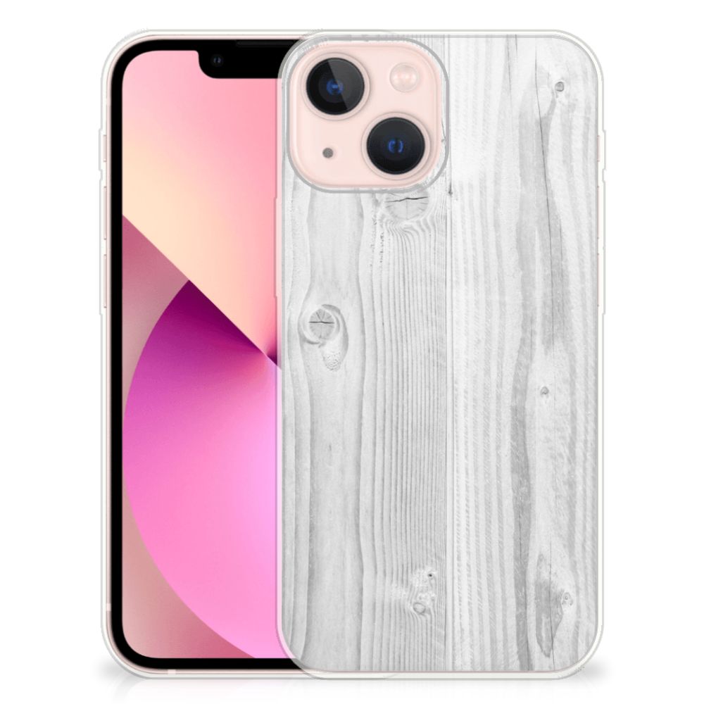 iPhone 13 mini Bumper Hoesje White Wood