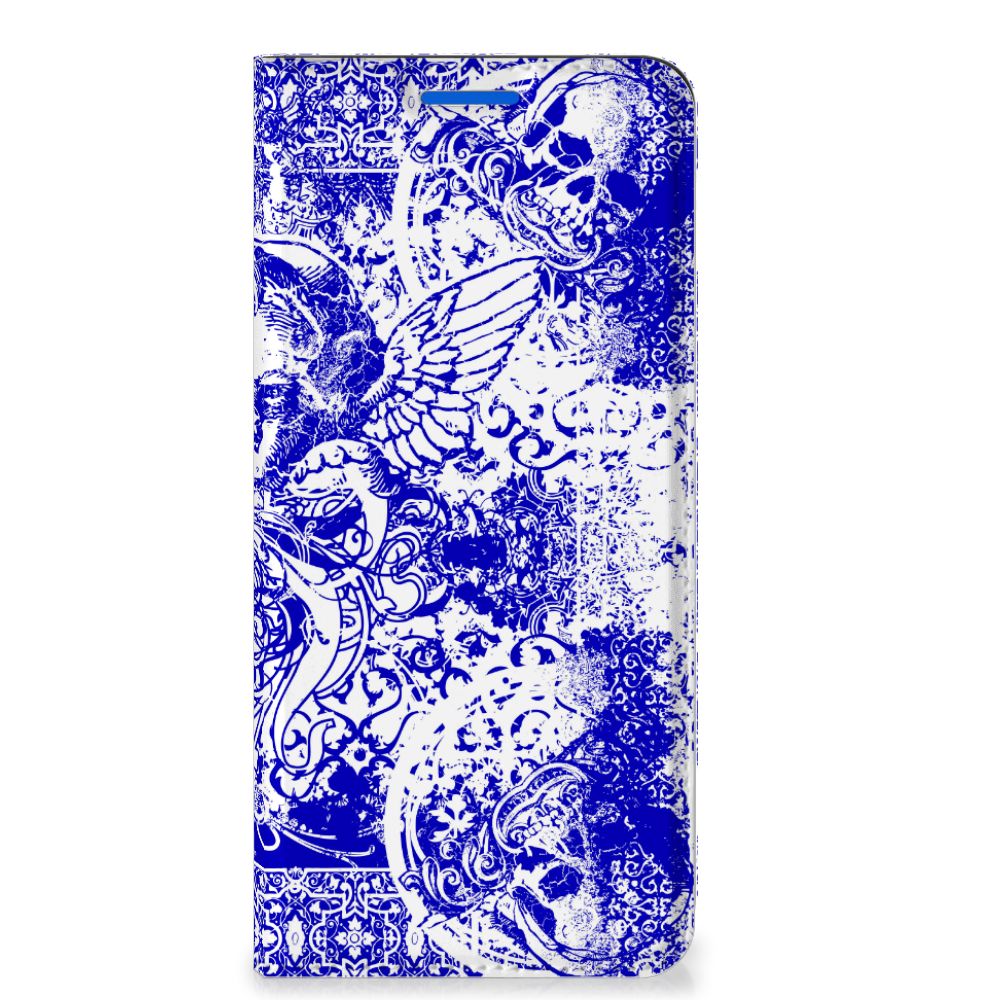 Mobiel BookCase OPPO Reno6 5G Angel Skull Blauw - B2C Telecom