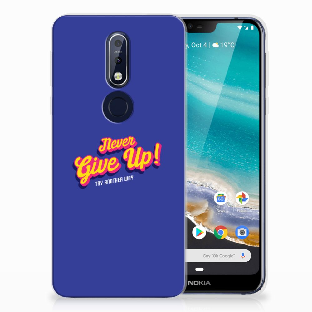 Nokia 7.1 Siliconen hoesje met naam Never Give Up