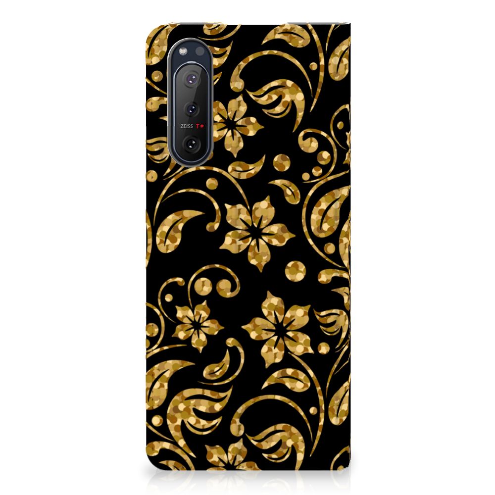 Sony Xperia 5 II Smart Cover Gouden Bloemen
