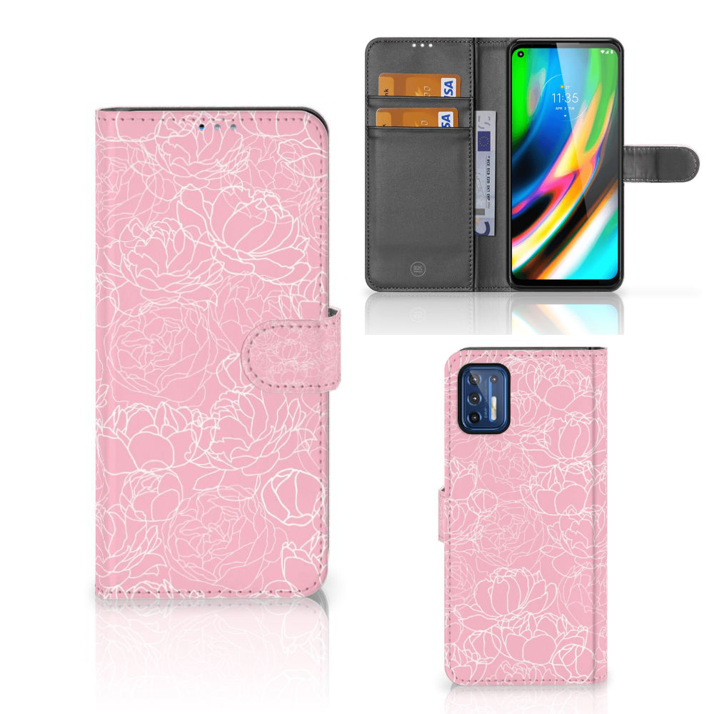 Motorola Moto G9 Plus Hoesje White Flowers