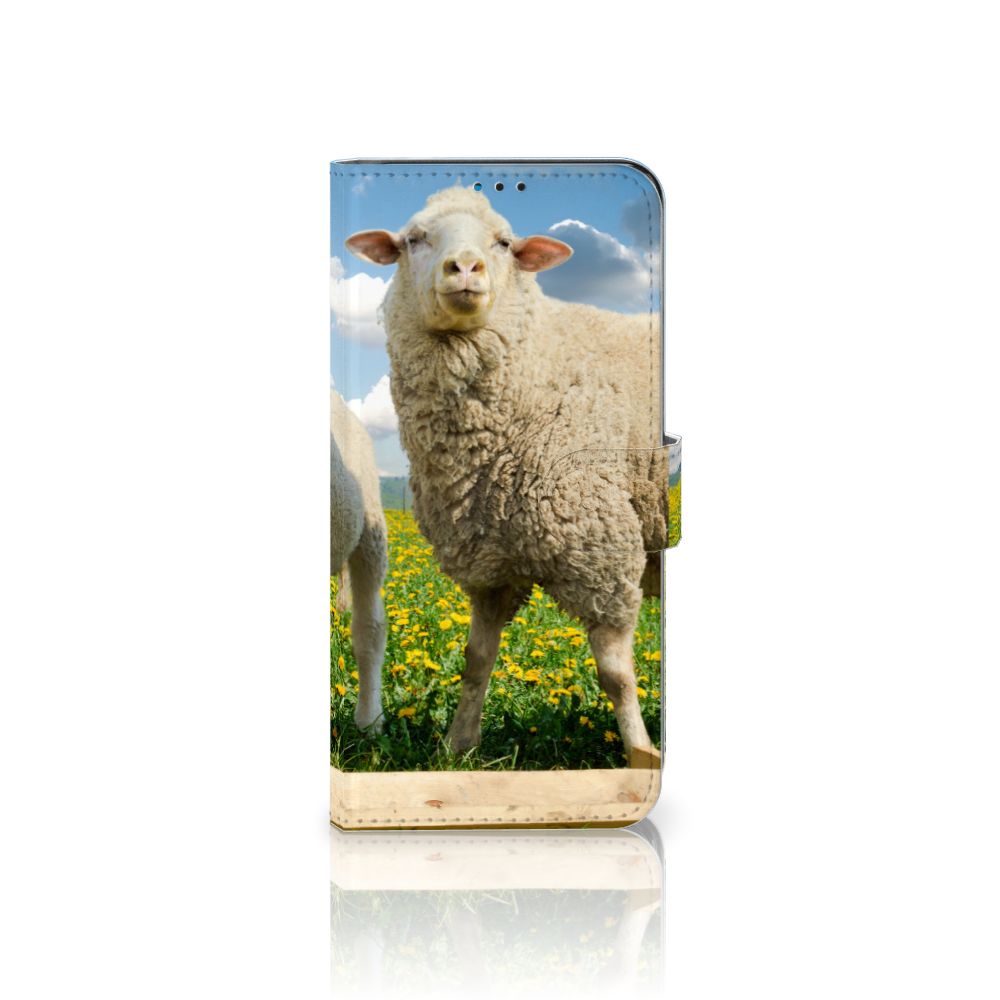 Motorola Moto G9 Play | E7 Plus Telefoonhoesje met Pasjes Schaap en Lammetje