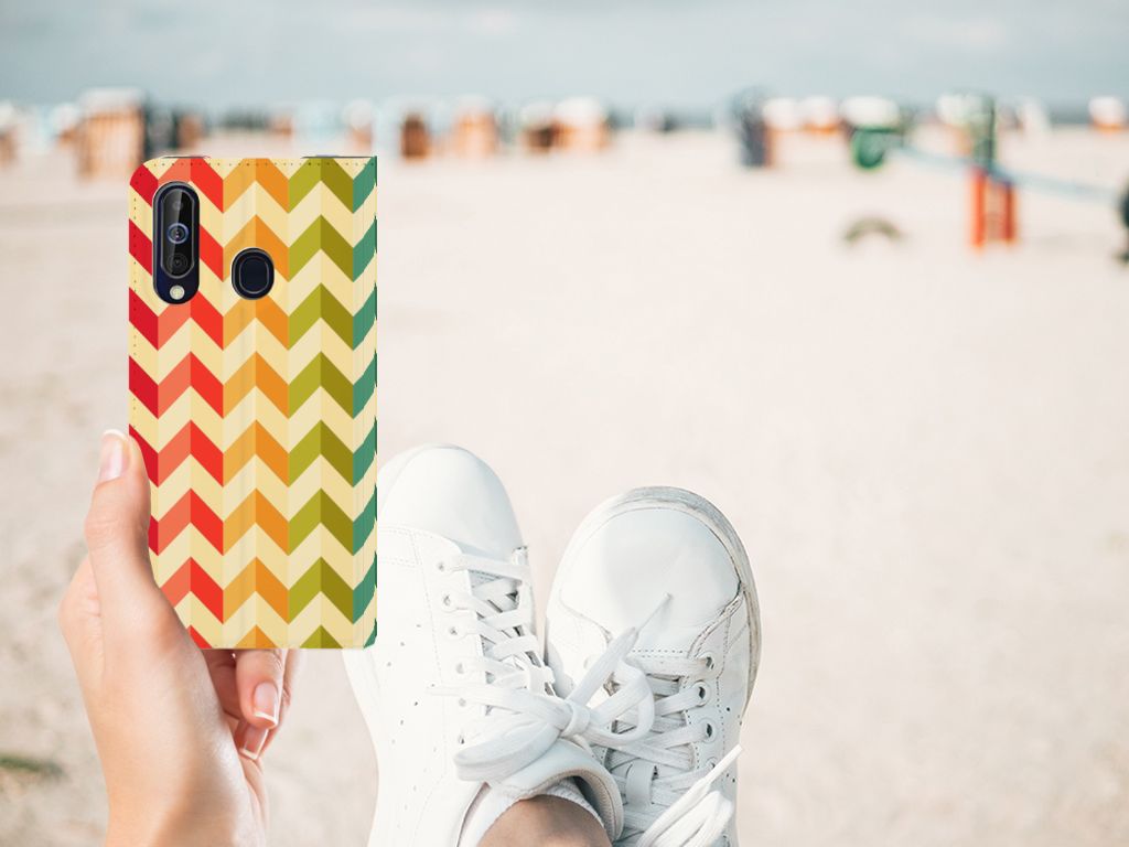 Samsung Galaxy A60 Hoesje met Magneet Zigzag Multi Color