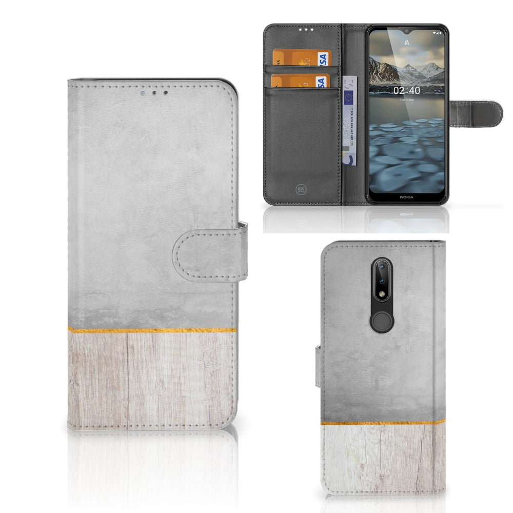 Nokia 2.4 Book Style Case Wood Concrete