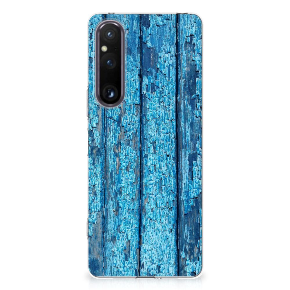 Sony Xperia 1 V Bumper Hoesje Wood Blue