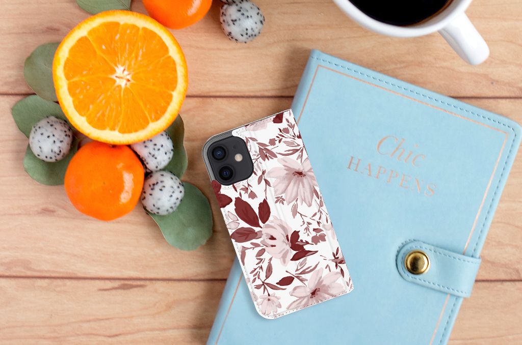 Bookcase iPhone 12 Mini Watercolor Flowers - B2C Telecom