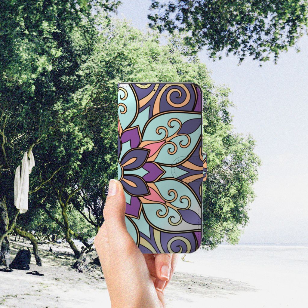 Motorola Edge 30 Pro Hoesje Purple Flower
