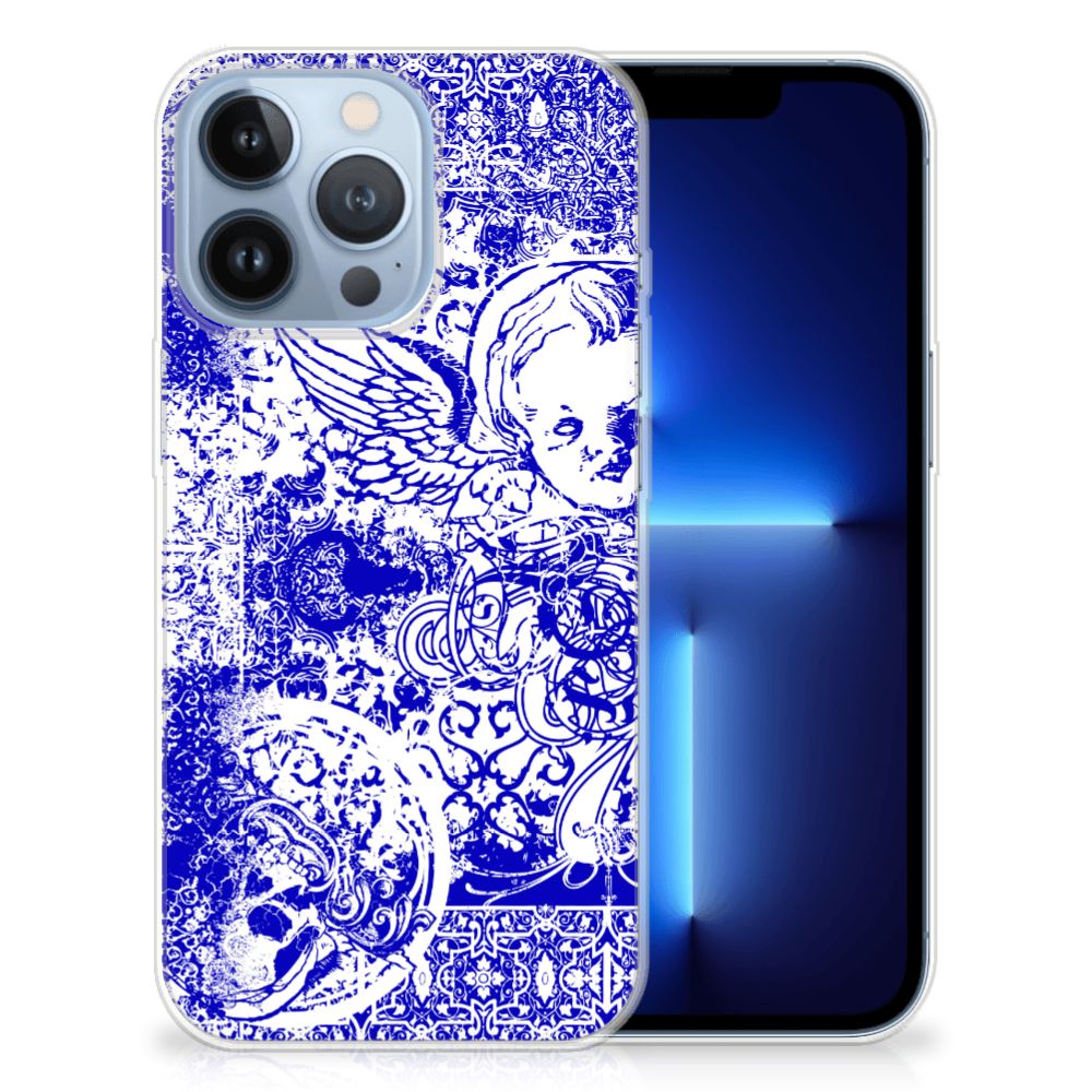 Silicone Back Case Apple iPhone 13 Pro Angel Skull Blauw B2C Telecom