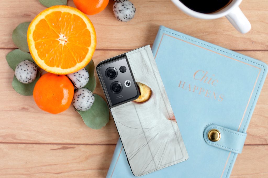 OPPO Reno8 Pro Hoesje maken Witte Kat - B2C Telecom