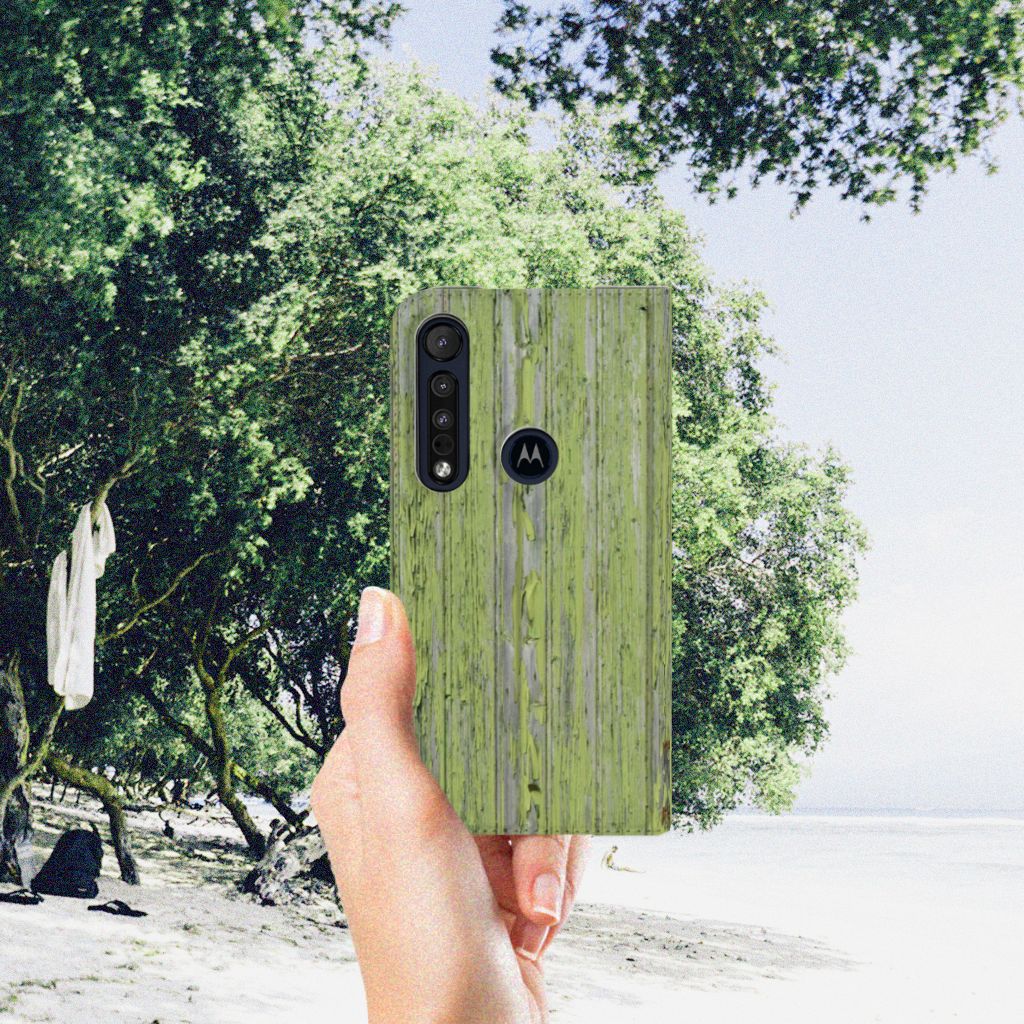 Motorola G8 Plus Book Wallet Case Green Wood - B2C Telecom