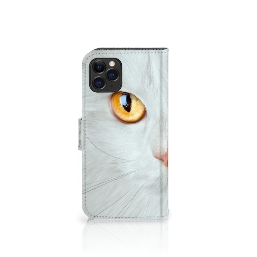 Apple iPhone 11 Pro Telefoonhoesje met Pasjes Witte Kat