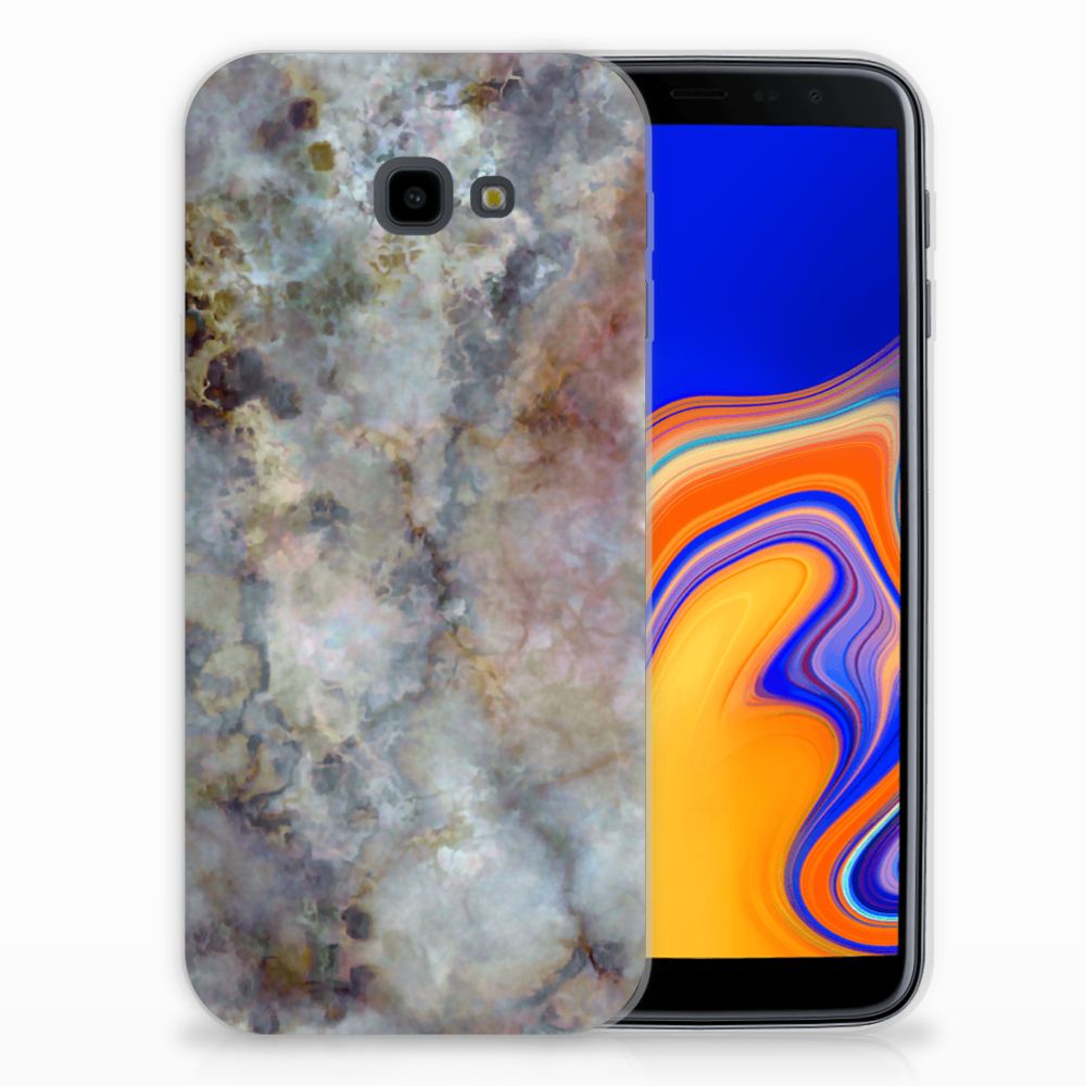 Samsung Galaxy J4 Plus (2018) TPU Siliconen Hoesje Marmer Grijs