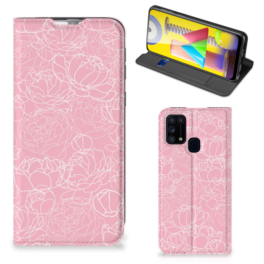 Samsung Galaxy M31 Smart Cover White Flowers - B2C Telecom