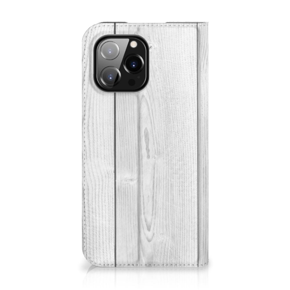 iPhone 14 Pro Max Book Wallet Case White Wood - B2C Telecom