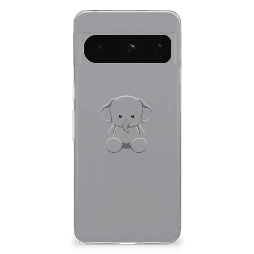 Google Pixel 8 Pro Telefoonhoesje met Naam Grijs Baby Olifant