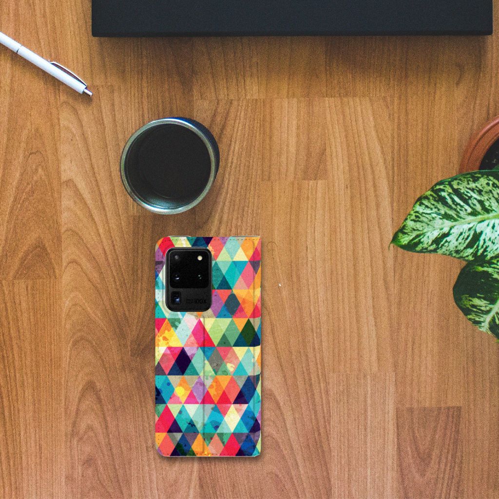 Samsung Galaxy S20 Ultra Hoesje met Magneet Geruit - B2C Telecom