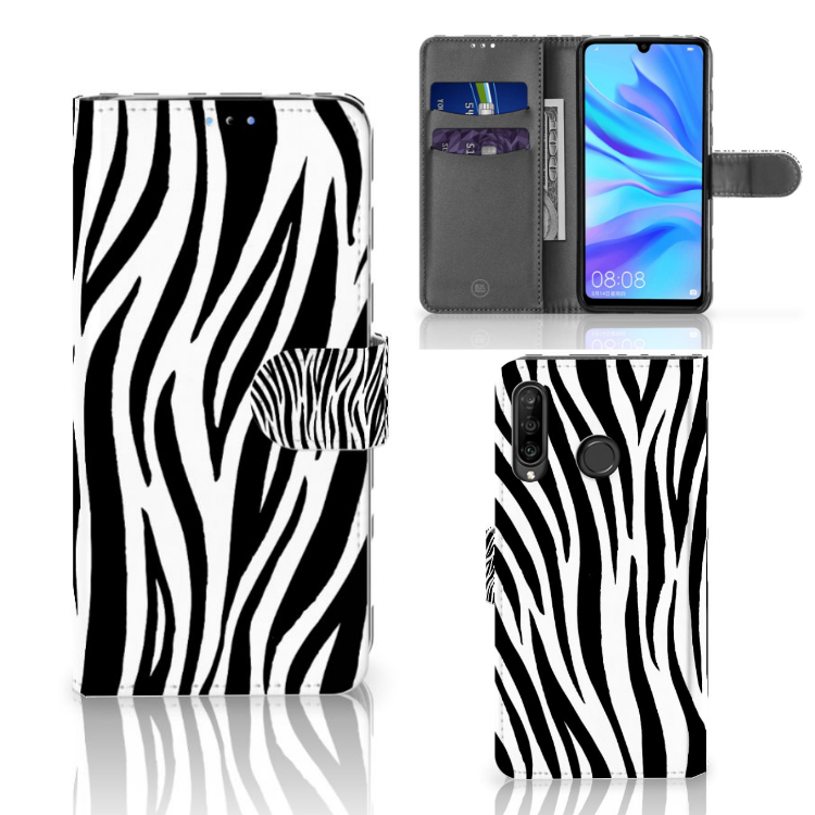 Huawei P30 Lite (2020) Telefoonhoesje met Pasjes Zebra