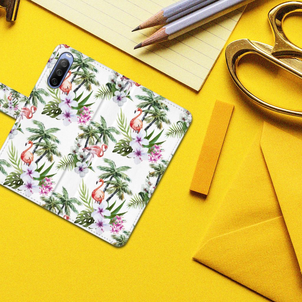 Sony Xperia 10 III Telefoonhoesje met Pasjes Flamingo Palms