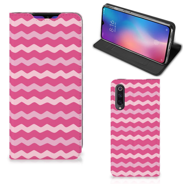 Xiaomi Mi 9 Hoesje met Magneet Waves Pink