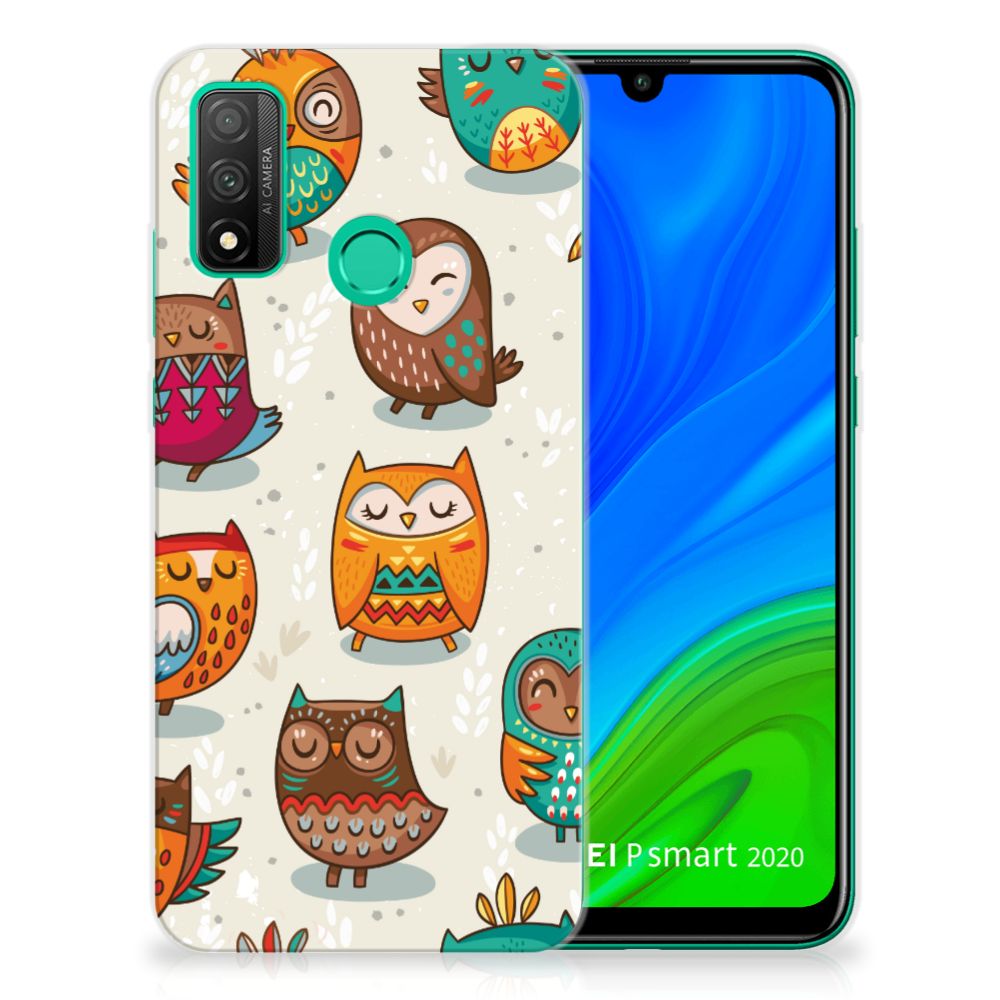 Huawei P Smart 2020 TPU Hoesje Vrolijke Uilen B2C Telecom