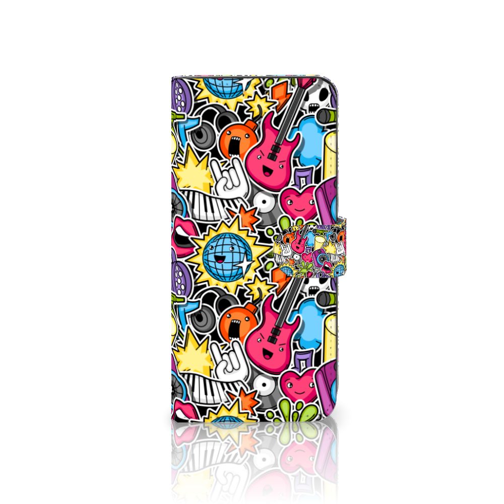 Samsung Galaxy A14 5G Wallet Case met Pasjes Punk Rock met kleurrijke gitaren en discoballen