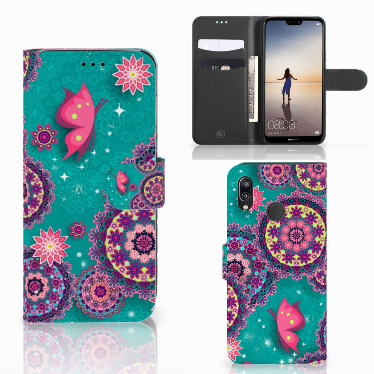 Huawei P20 Lite Hoesje Cirkels en Vlinders