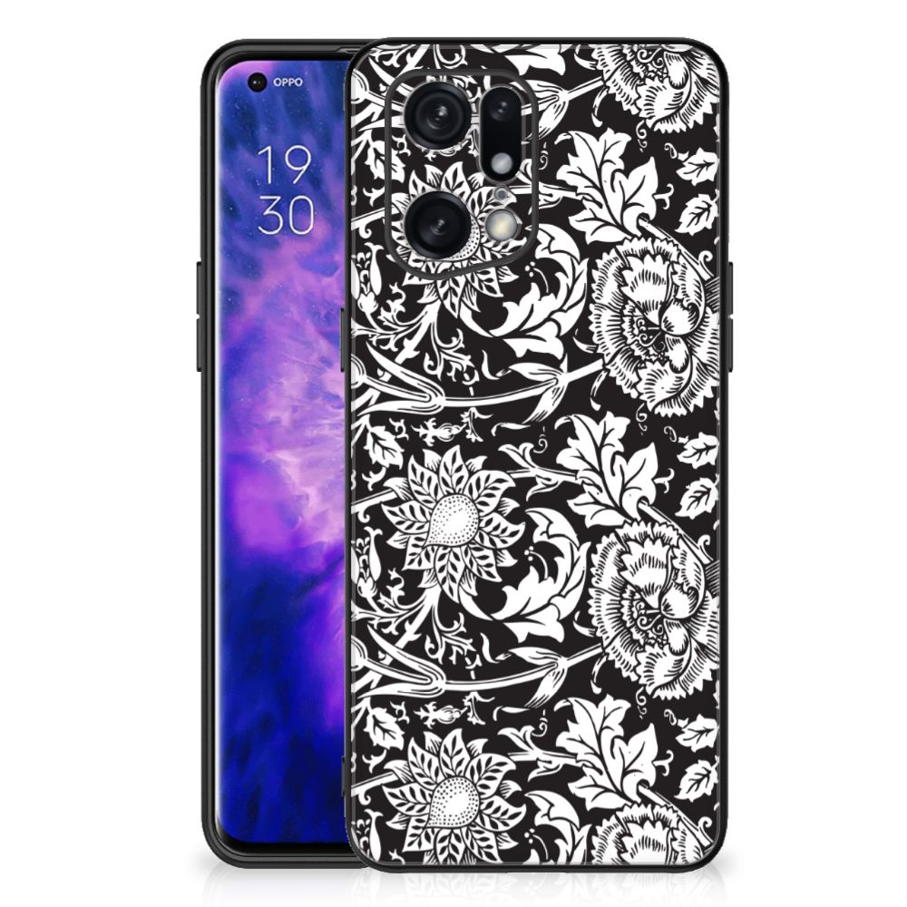OPPO Find X5 Pro Bloemen Hoesje Black Flowers B2C Telecom