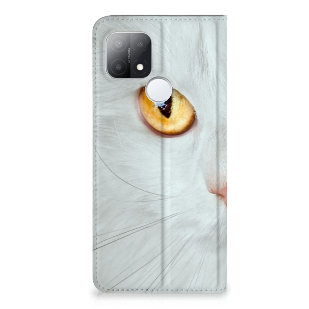 OPPO A15 Hoesje maken Witte Kat - B2C Telecom