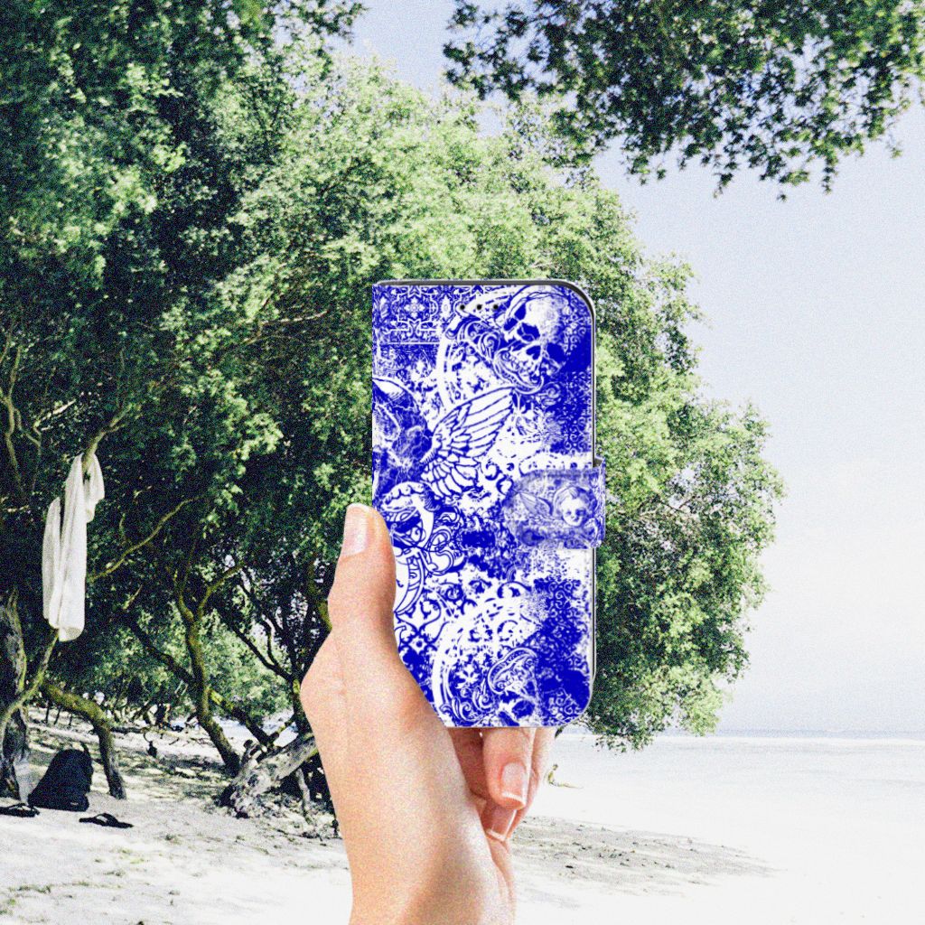 Telefoonhoesje met Naam Apple iPhone 11 Pro Angel Skull Blauw